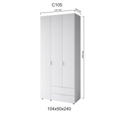 Пенал Сота С105 Білий-коротка ручка (104х50х240)